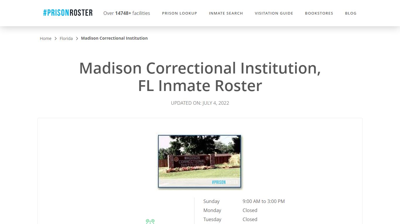 Madison Correctional Institution, FL Inmate Roster - Prisonroster