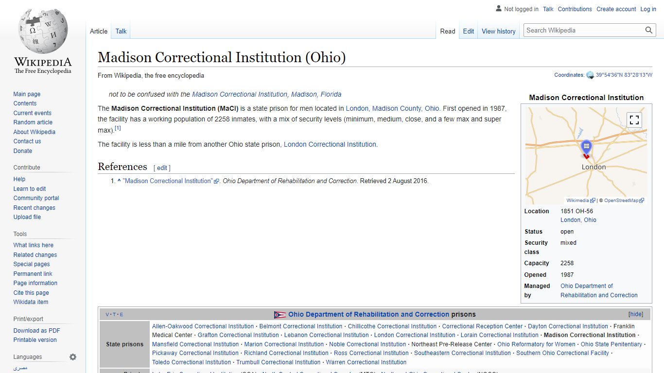 Madison Correctional Institution (Ohio) - Wikipedia